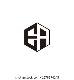 EA Logo Initial Monogram Negative Space Designs Templete with Black color and White Background