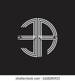 EA Logo monogram triple ribbon style line design template isolated on black background