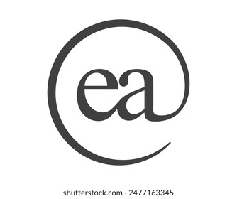 EA logo from two letter with circle shape email sign style. E and A round logotype of business company for brand identity.