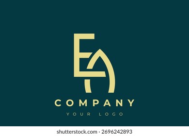 Logotipo dorado moderno de EA. Este moderno y elegante logotipo presenta un elegante diseño de monograma que combina las letras A y B en una forma estilizada y minimalista.