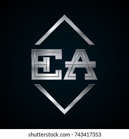 EA Monogram, Metal Logo, Silver Logo
