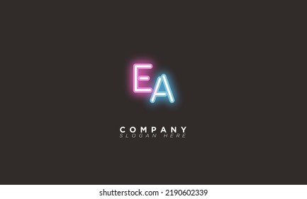 EA Neon Alphabet letters Initials Monogram logo 