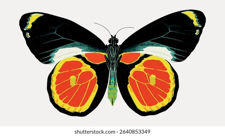 EA Seguy's butterfly sticker, vintage insect illustration isolated on white, vector.