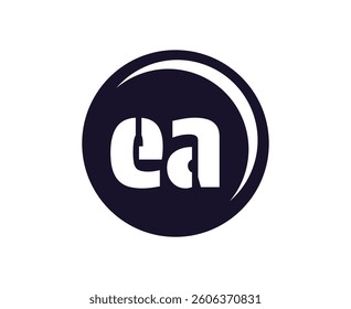 EA sport emblem or team logotype. Ball logo with a combination of Initial letter E and A for balls shop, sports company, training, club badge. Vector illustration.