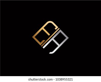 EA square shape Letter logo Design in silver gold color
