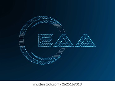EAA low poly letter logo vector design. EAA lower poly logo design. Low poly logo.