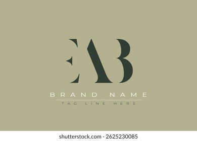 Diseño de logotipo de carta abstracta EAB. Este logotipo está diseñado por tres letras abstractas.