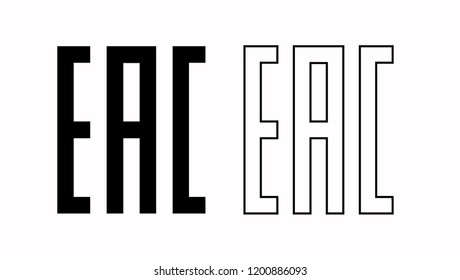 EAC EurAsian Conformity mark. Silhouette and line icon