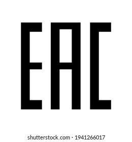 EAC logo icon. Eurasian conformity made symbol. Kazakhstan mark Eurasian union EAC design pictogram