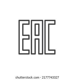 EAC sign line icon. linear style sign for mobile concept and web design. Eurasian Conformity mark outline vector icon. Symbol, logo illustration. Vector graphics