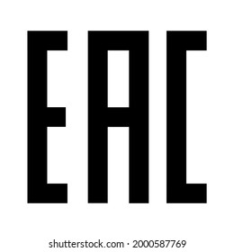 EAC sign vector illustration symbol. Eurasian conformity mark symbol.  EAC is a certification mark to indicate that the products conform to all technical regulations of the Eurasian Customs Union.