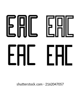 EAC sign vector illustration symbol. Eurasian conformity mark symbol, in black and white color. Simple and isolated style on a blank background.