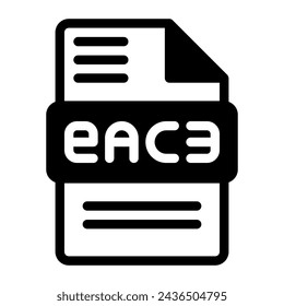 Eac3 file icon. Audio format symbol Solid icons, Vector illustration. can be used for website interfaces, mobile applications and software

