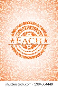 Each abstract orange mosaic emblem with background