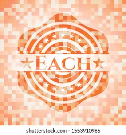 Each abstract orange mosaic emblem