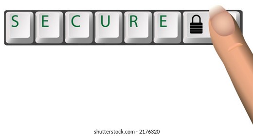 Each key is on its own layer, so you can easily change "SECURE" to your own word, or change the icon. Clean render of a vector.