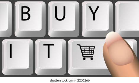 Each key is on its own layer, so you can easily change "BUY IT" to your own word, or change the icon..