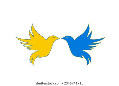 Each pair of pigeon illustrations depicting the colors of the Ukrainian flags symbolizes World Peace Day.