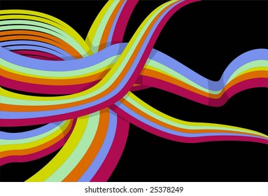 Each ribbon section is on its own layer, very easy to change color and stroke.