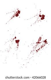 Each splatter grouped together on same layer. Easily add or subtract portions, 4 shades of red used.