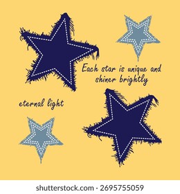 Cada estrela tem um design único de vetor estelar bordado