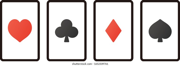 Each suit written on four playing cards.
