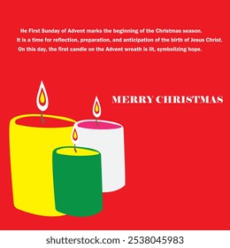 Each Sunday of Advent, a candle is lit, symbolizing hope, peace, joy, and love. This tradition is popular among Christians during the Christmas season.


