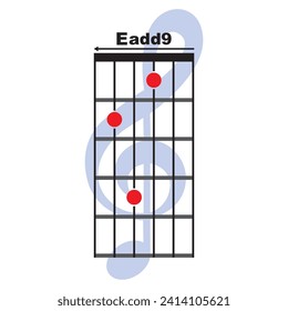 Eadd9 guitar chord icon. Basic guitar chord vector illustration symbol design
