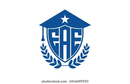 EAE initial letter academic logo design vector template. monogram, abstract, school, college, university, graduation, symbol, shield, model, institute, educational, coaching canter, tech, sign, badge