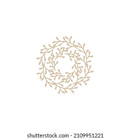 eaf circle and leaf beauty logo design template