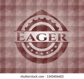 Eager red seamless emblem with geometric background.