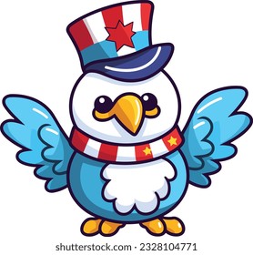 Eagle 4th of July Cute in the style of colorful animal
