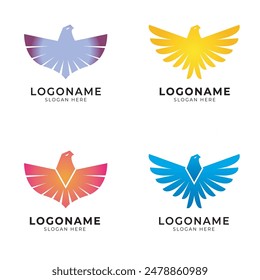 eagle abstract icon logo set