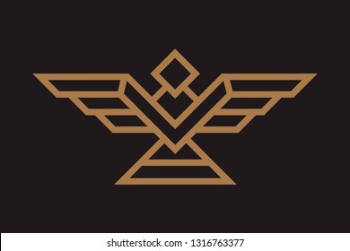 Eagle Abstract Logo design vector template Linear style. Hawk lineart icon. Falcon outline loop jewelry fashion Logotype Heraldic concept