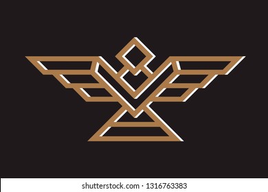 Eagle Abstract Logo design vector template Linear style. Hawk lineart icon. Falcon outline loop jewelry fashion Logotype Heraldic concept