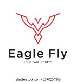 Eagle Abstract Logo design vector template Linear style. Hawk lineart icon. Falcon outline loop jewelry fashion Logotype Heraldic concept.