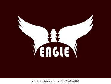 Eagle abstract logo design vector template new style. Isolated on dard red background front side