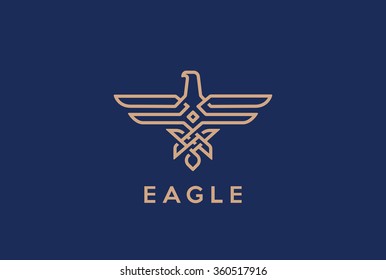 Eagle Abstract Logo design vector template Linear style. Hawk lineart icon.
Falcon outline loop jewelry fashion Logotype Heraldic concept.