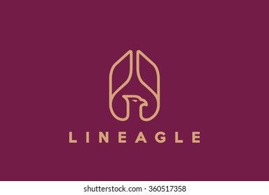 Eagle Abstract rising Wings Logo design vector template Linear style. Hawk lineart icon.
Falcon outline loop jewelry fashion Logotype concept.
