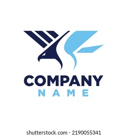 Eagle, accountant and river logo. Suitable for companies that focus on accounting and the like.