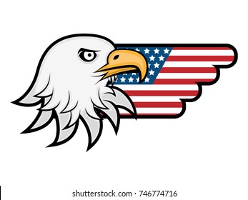 Eagle with America Flag Wings logo vector