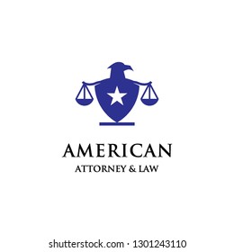 eagle america with star and justice scale logo icon vector template