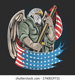 Eagle America USA Army Soldier Artwork Vector For Veterans Day, Independence Day Or Memorial Day