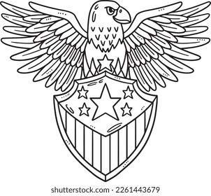 Eagle with American Badge Isolated Coloring Page