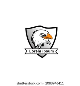 Eagle or american falcon heads with shields badge templates