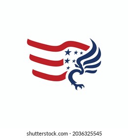 eagle and american flag abstract, vector illustration template