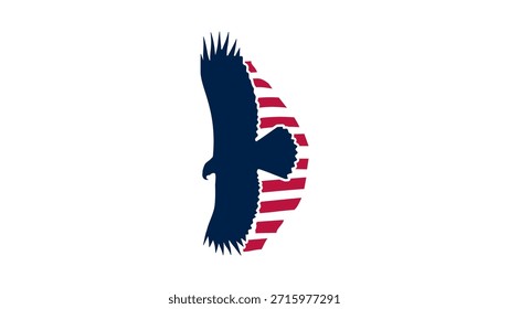 Logotipo de la bandera americana del águila, ilustración a color plana
