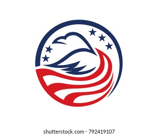 Eagle with American flag in patriotic emblem