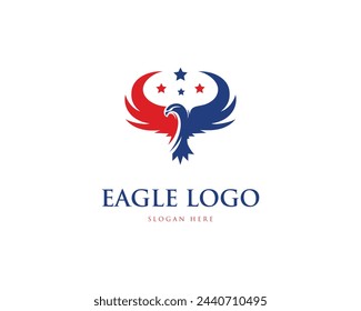 Eagle American Flag Symbol Vector Logo Design Template.