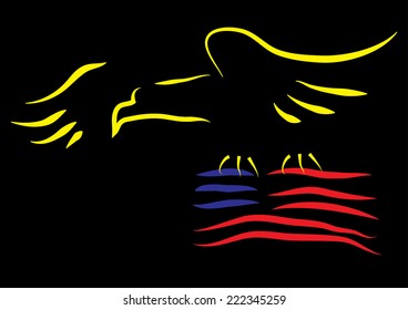 Eagle with American Flag. Vector